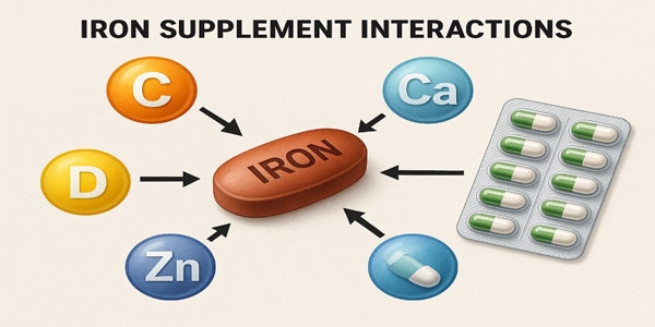 تداخل قرص آهن با مواد غذایی و مکمل‌ها